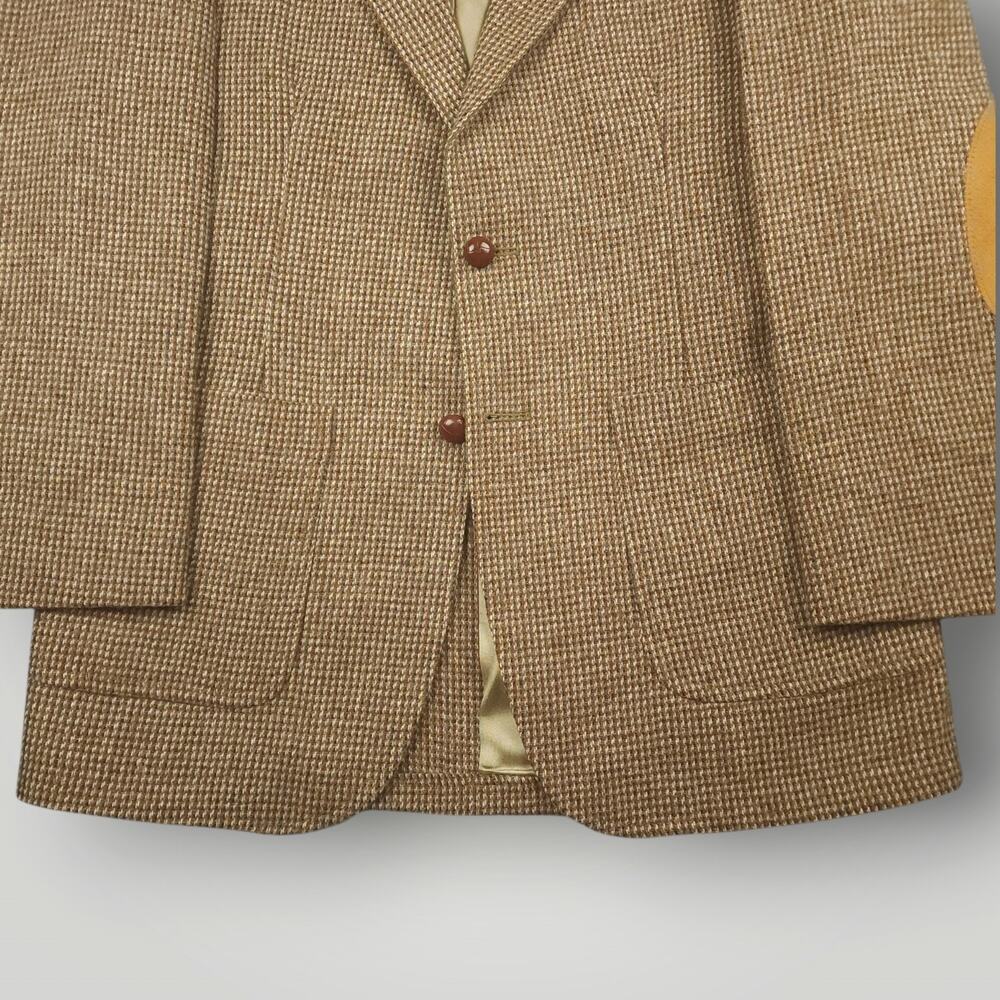 Vtg 80s Ivy Style Tweed Wool Barleycorn Sport Coat Mens 40R Elbow Patch Pocket - Picture 10 of 12